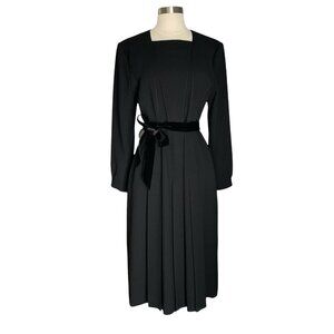 Vintage Jun Ashida Black Pleated Long Midi Dress